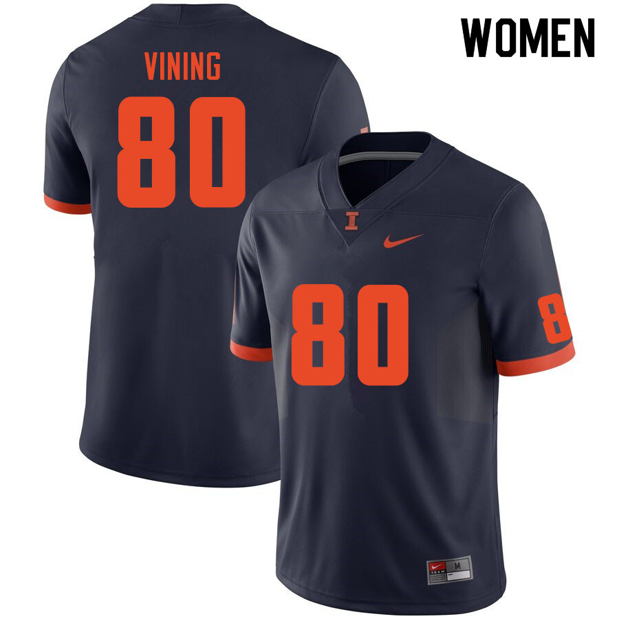 Women #80 Peyton Vining Illinois Fighting Illini College Football Jerseys Sale-Navy